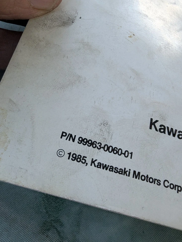 Kawasaki KZ1000 1985 PS KZ100PS suplemento manual de servicio policial 99963-0060-01 Foto 3 de 4