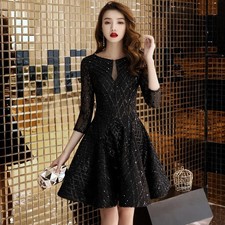 Elegant Black Cocktail Party Dress Women's Little Black Dress LBD Evening Wear