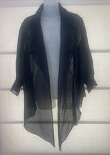 RARE Christian Dior Blk Silk Organza Lace Trim Ballon Slv Poet Jacket FR40 Mint