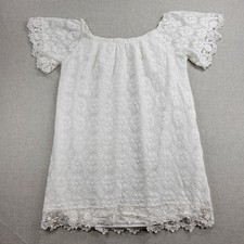 Forever 21 Womens Dress Sz L White Floral Lace Off the Shoulder Mini Boho Lined