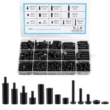 580 PCS M3 Black Nylon Standoff Kit with Spacers, Screws, and Nuts M3, black