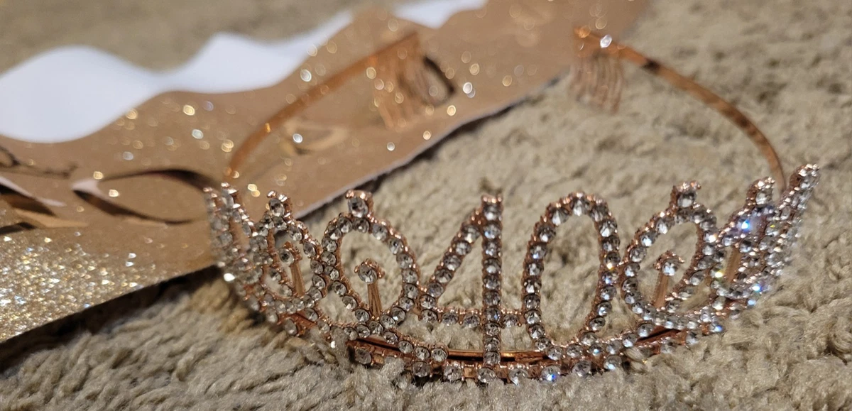 Fascia E Corona Di Compleanno Rosa Per Donna: Tiara Con Strass E Scritta Birthday Girl - Decorazione Festa