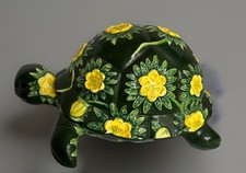 Floral Parade by Tina Wagstaff Ceramic Green Tortoise With Yellow Flowers