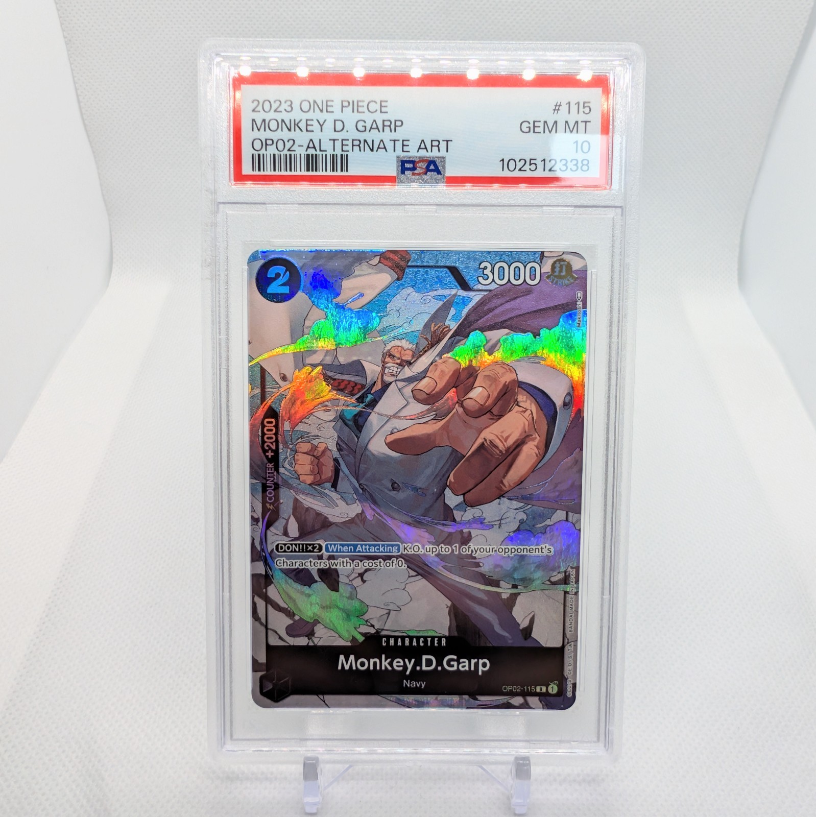 One Piece Monkey D. Garp OP02-115 Alt Art PSA 10 Paramount War