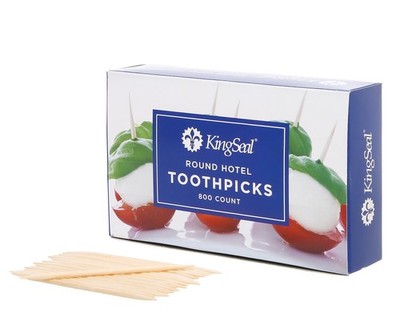 9600 Count Kingseal Natural Bamboo Round Hotel Toothpicks Plain Unflavored 2.5