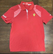 Puma Polo Shirt Mens Large Red Ferrari Casual Golf Preppy