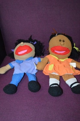 Oriental Trading Co Hand Puppets Happy Kids 14'' Set Of 2 Girls B7