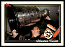 1991-92 Topps PENGUINS TEAM CARD #372 Penguins Tom Barrasso Stanley Cup