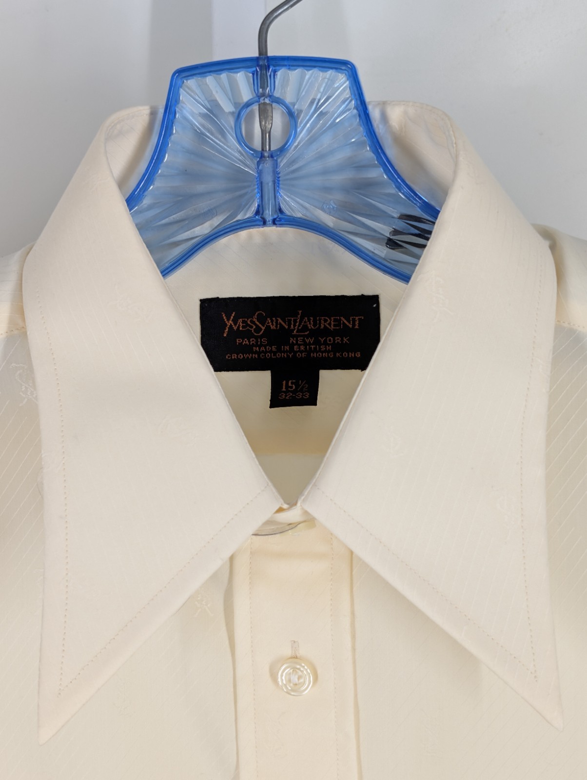 Yves Saint Laurent Vintage anni 70 80 logo AOP righe jacquard 15 5 32 YSL NOS