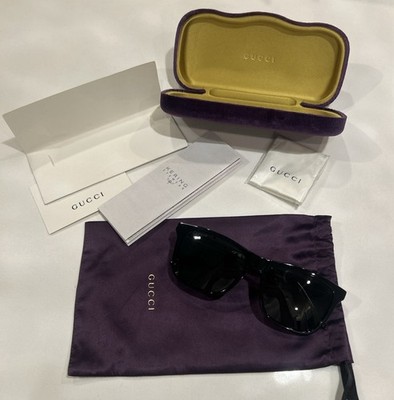 Gucci GG0381SN Square Sunglasses Black Plastic Frame Gray Tinted UV400 145mm