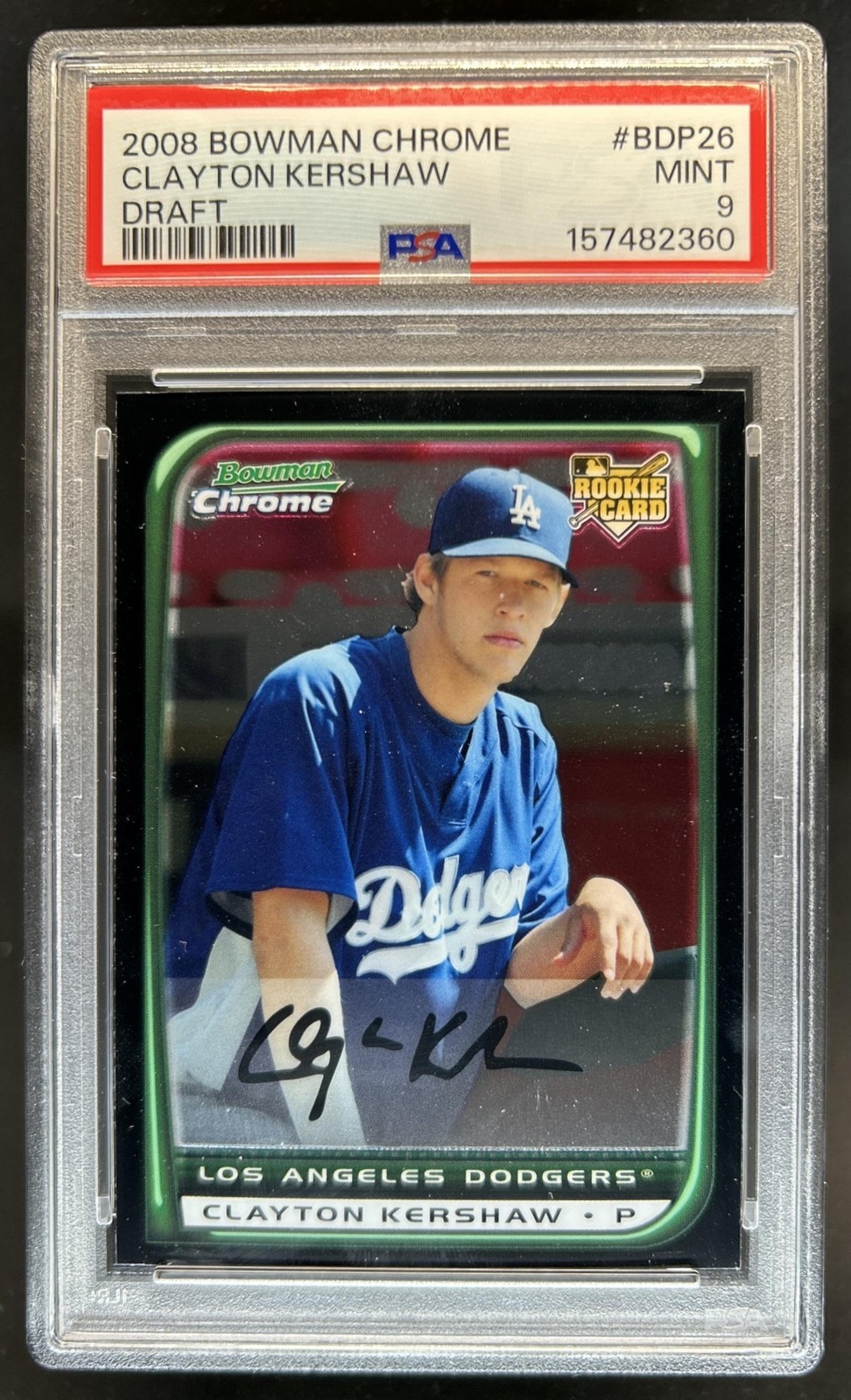 2008 Bowman Draft Picks & Prospects Clayton Kershaw Chrome RC #BDP26 PSA 9