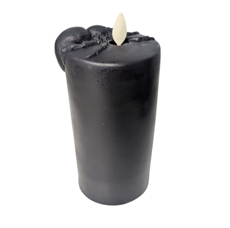 Luminara Vela Pilar Araña Negra 3” x 6.5” Nuevo Daño Como Halloween Sin Llama Foto 3 de 4