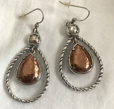 Brighton Compassionate Color Silver Copper Retired French Wire Earrings