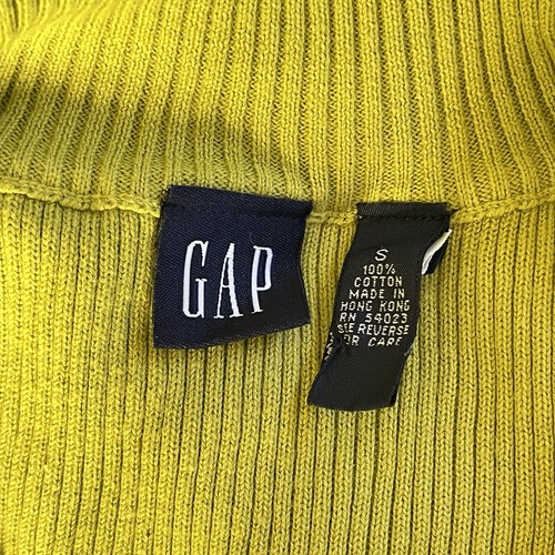 Vintage GAP Sweater Womens S Chartreuse Green Stripe Rib Knit Full Zip Y2K - Picture 6 of 7