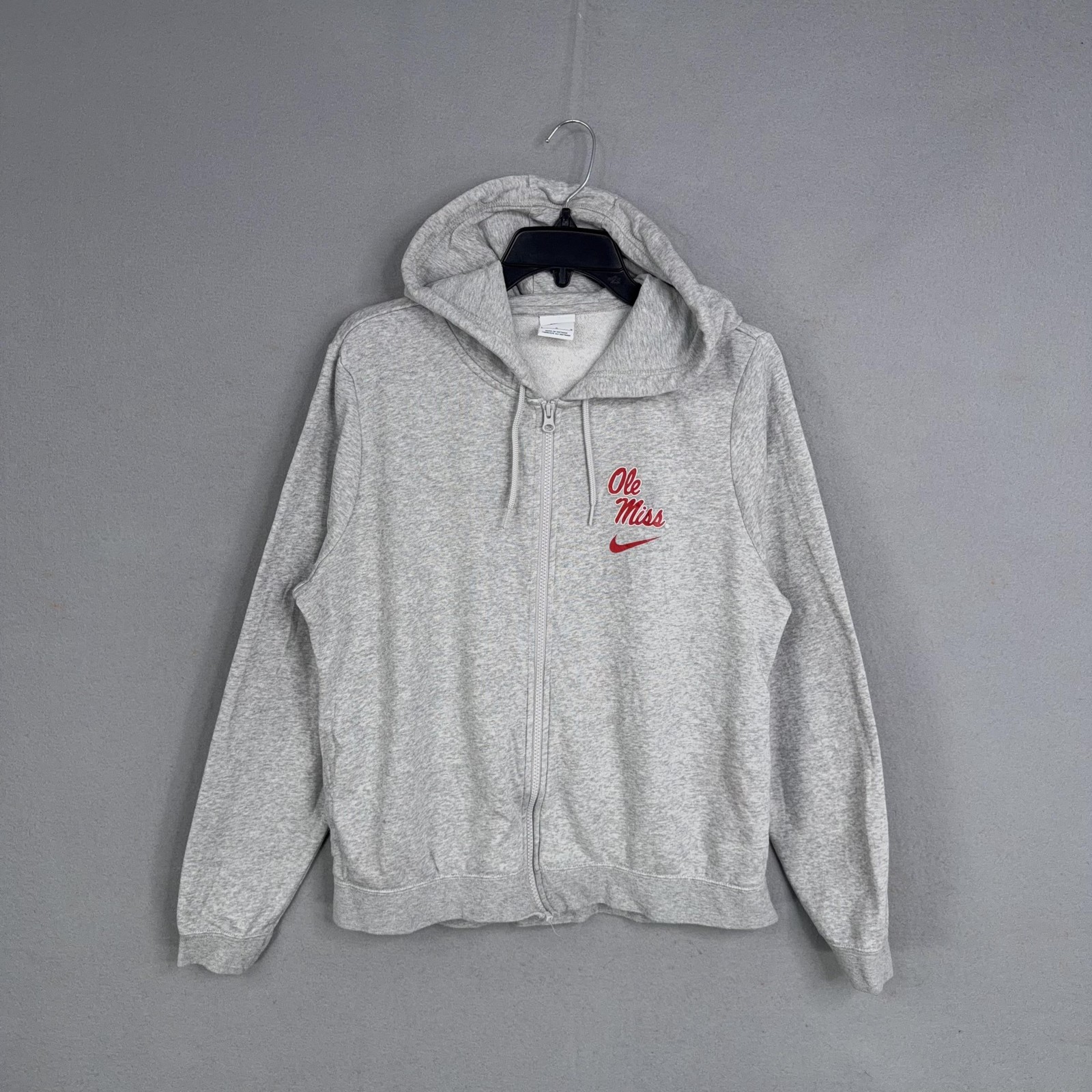 Ole Miss Rebels Hoodie Womens Large Gray NCAA Football Nike Full Zip Sweatshirt