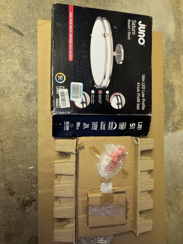 Juno 16英寸 土星圆形哑光黑色LED吸顶可切换CCT — 第 2/2 张图片