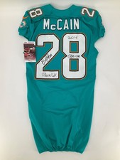 #28 BOBBY McCAIN MIAMI DOLPHINS SIGNED NIKE TEAM ISSUED JERSEY SZ-38 YEAR 2014