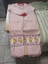 VTG 90  s Looney Tunes Tweety Bird Button Up Pajama One Piece Cream White Red MED