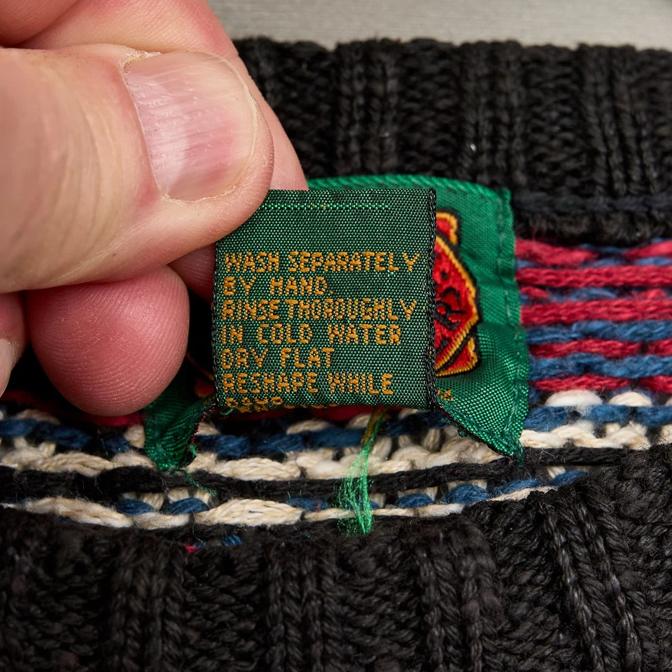 Vintage BOSTON TRADERS Sweater Mens XL Cotton Linen Fisherman Fair Isle Heavy - Image 3 of 4