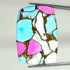 35.50Cts Cotton Candy Pink Copper Turquoise Cushion Cabochon Loose Gemstone