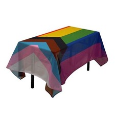 Rectangular Tablecloth Progress Pride Rainbow Tablecloth Fade-Resistant