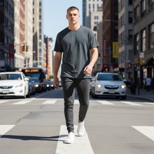 Vuori Strato Tech Tee Mens Medium Charcoal Gray Heather Short Sleeve V126 Shirt