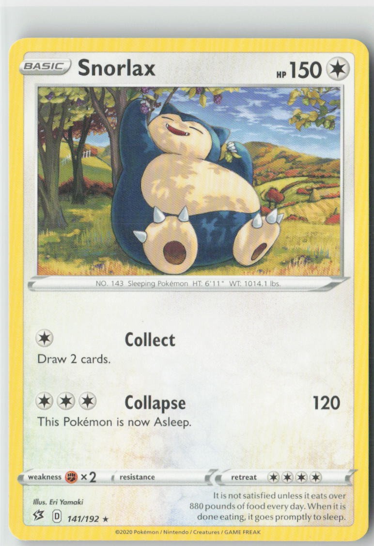 Snorlax 141/192 Rare Rebel Clash Pokemon Near Mint