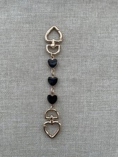 Heart Handbag strap extender/bag charm, Gold/Black