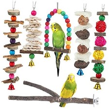 Bird Perch Bird Toys Parakeet Toys,Bird Cage Accessories Wooden Chew Toys