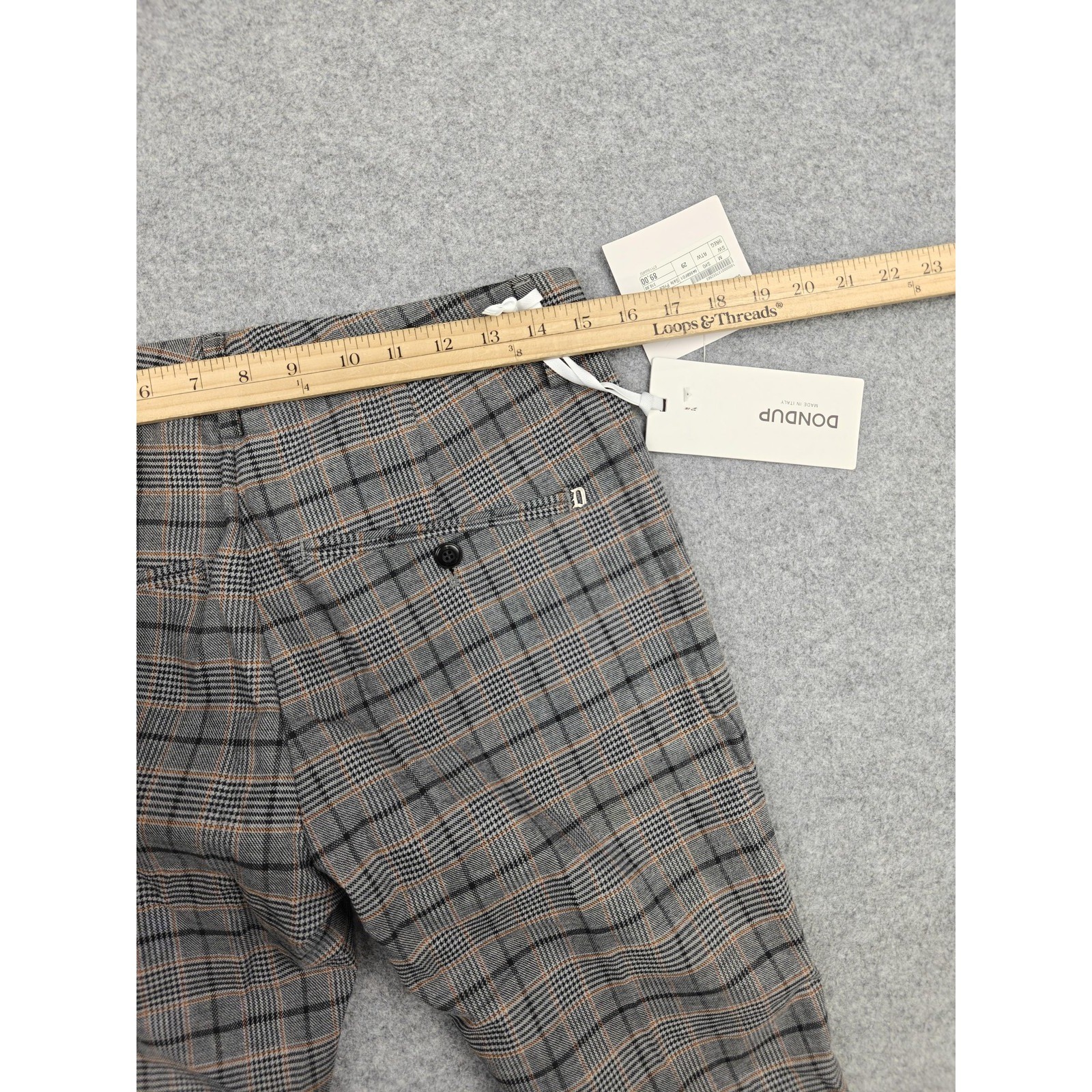 Dondup Pants Mens 29x30 Gray Gaubert Plaid Tweed Stretch Cotton Made Italy New image 9
