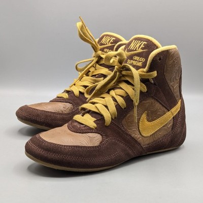 Nike Greco Supreme Wrestling Shoes Brown Yellow Women Size 5