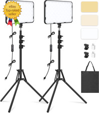 2 Pack LED Video Light with 63'' Tripod Stand, 2500-8500K Dimmable Photography