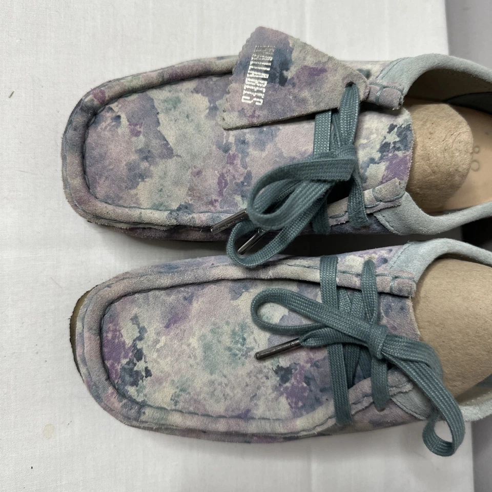 Clarks Originales Gamuza Azul Lila Acuarela Wallabee Corbata de Encaje Mocasines Retro 8M Foto 2 de 4