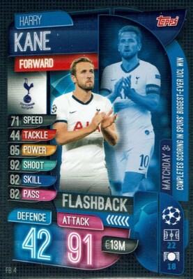 Topps Match Attax Extra Champions League 2019/20 19/20 FB 4 Flashback Kane
