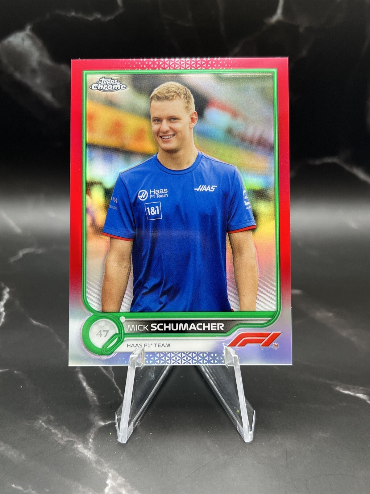 Mick Schumacher 71 Red/Green Refractor 2022 Topps Chrome Formula 1