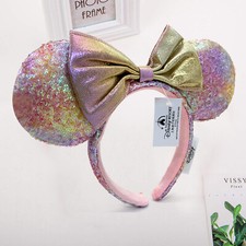 Disney- Champagne Bow Minnie Mouse Ears Colorful Beauty Headband birthday Gift
