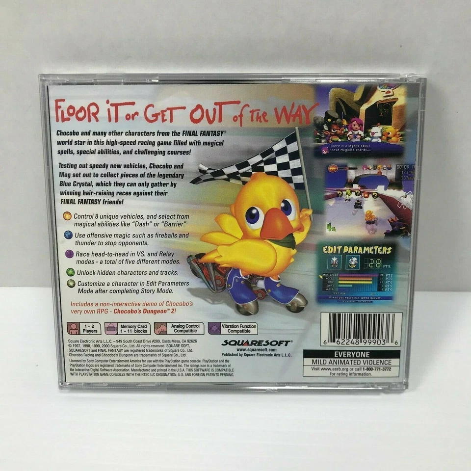 Chocobo Racing  (PlayStation 1, 1999 PS1) Mario Kart PRISTINE COMPLETE NEW MINT - Image 3 of 4