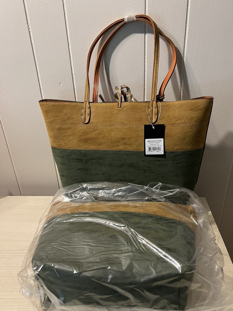 Sydney Love Reversible Vegan Leather Large Shoulder Tote Bag Olive