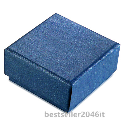 100pcs Small Blue Ring Jewelry Gift Boxes with Filler 1 3/5'' x 1 3/5'' x 4/5''