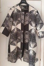 Neslay Gorgeous Lightweight Arty Jacket Uk 14 16 Size 2 -45"ch Black White 