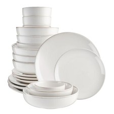 Nordic Stoneware Dinner Set 20 Piece Plate Bowl Dish Kitchen Crockery White