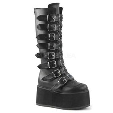 Pleaser Demonia Damned-318 BVL Gothic Punk Rock Boots - Black Vegan Leather