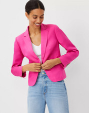 NEW ANN TAYLOR 169 BOLD PINK LINEN BLEND NEWBURY BLAZER SZ 6