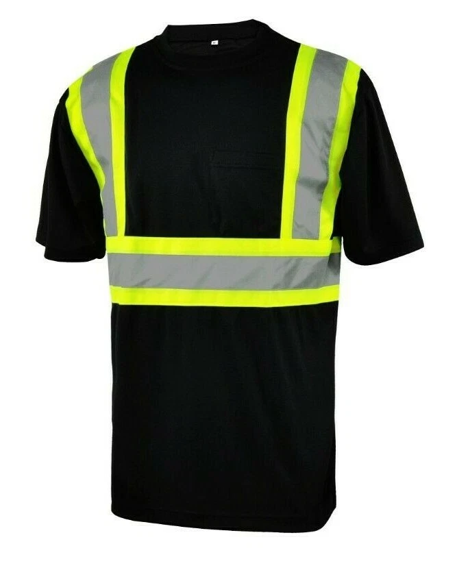 L&M Hi Vis T Shirt Reflective Safety Black Short Long Sleeve HIGH Visibility image 2