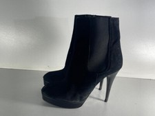 Stivaletti donna Zara neri scamosciati zip laterale ed elastico tacco UK 6 EUR 39 -A215