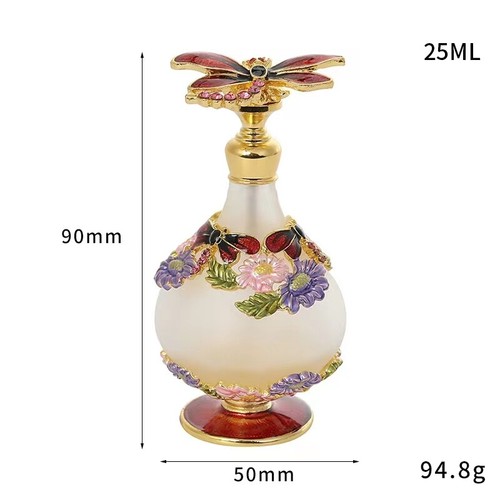 Vintage Royal red perfume glass bottle crystal antique refillable metal empty - Picture 5 of 18