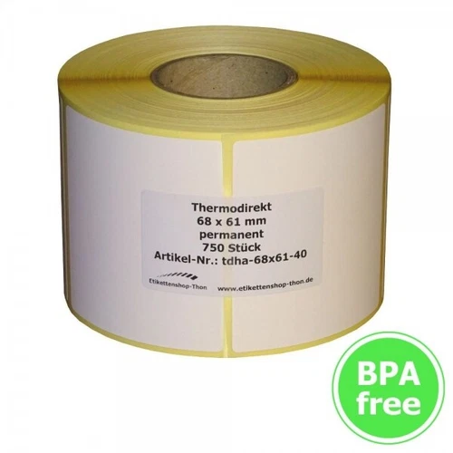 Thermoetiketten pour Bizerba - 68 X 61 MM - Balances Étiquettes - Bpa Libre