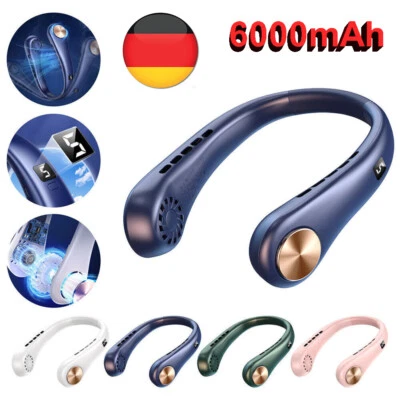 6000mAh Tragbar Nackenventilator 360° Hals Ventilator USB Fan Halsventilator DHL