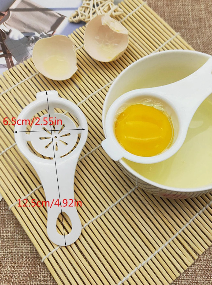 1 pc Simple White Long-Handle Egg Separator Tool for Easy Egg Yolk Separation