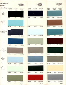 1967 Ford Mustang Color Chart